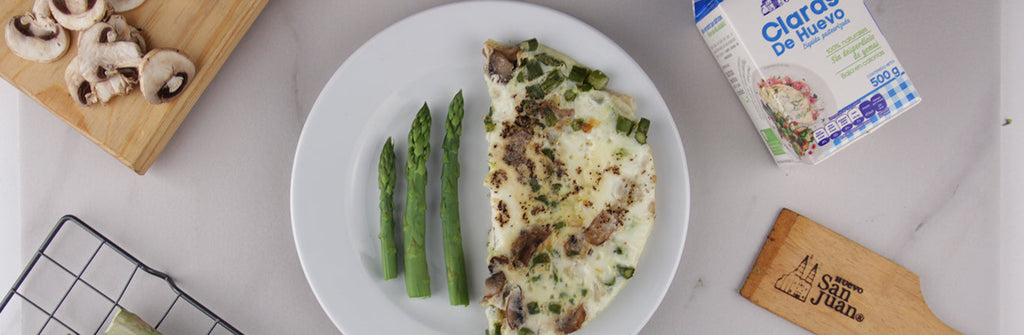 Espárragos con claras de huevo deshidratada