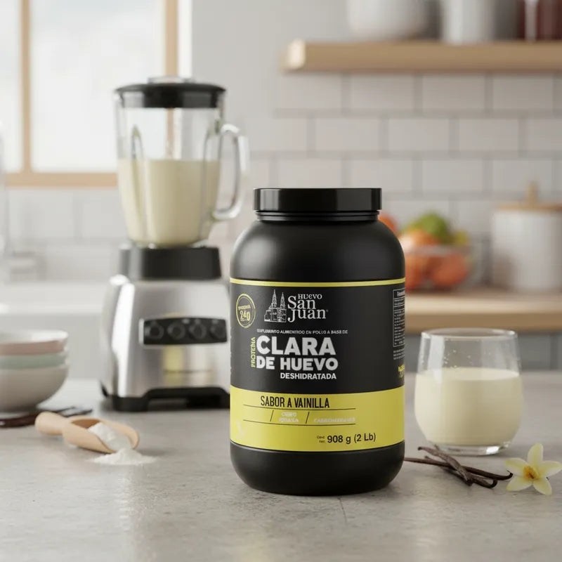 Bote de proteína de clara de huevo deshidratada